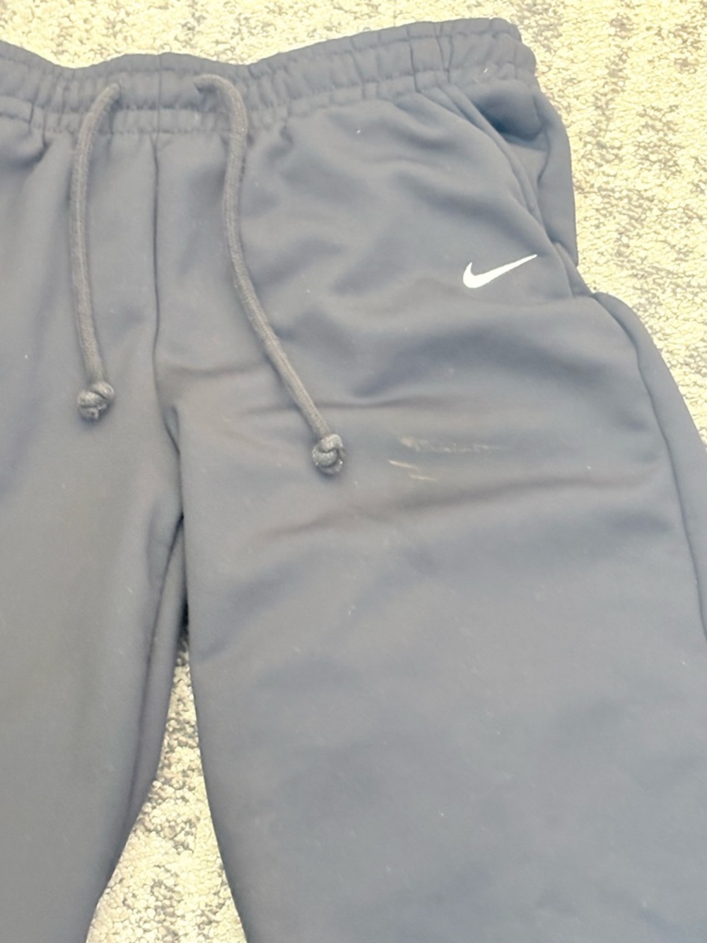 Nike Navy Track Joggers with White Swoosh